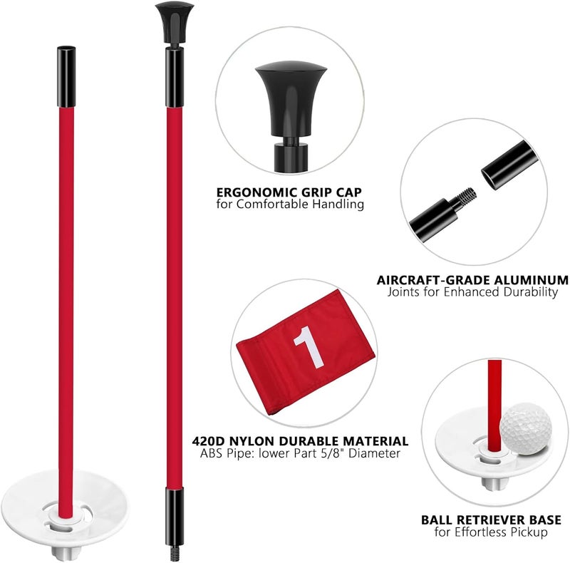Yoxojv olf Flagstick with Flag Surface - Portable Design, Ideal for Yard Practice Putting Green - Image 2